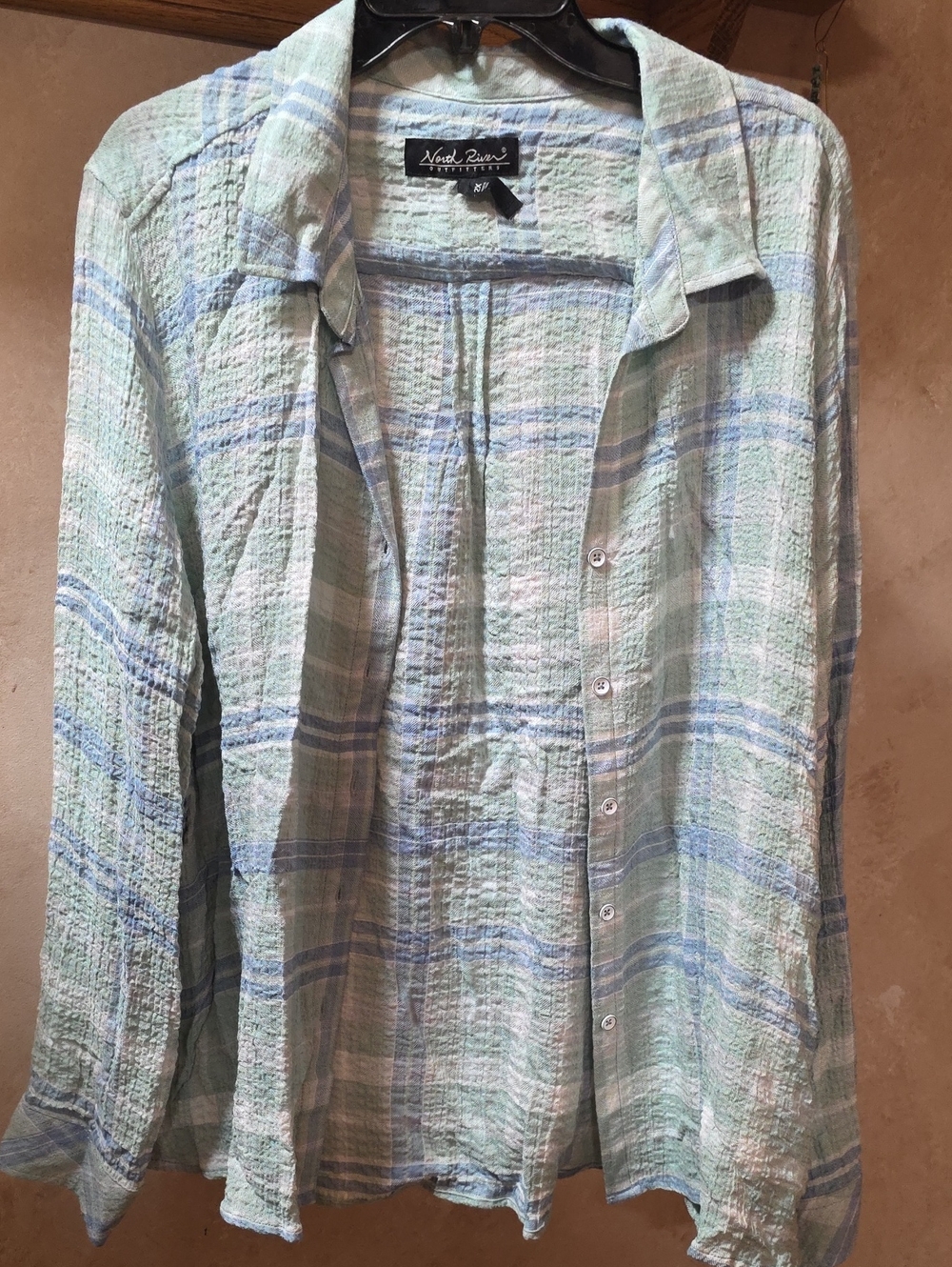 North River Lightweight Plaid Button-Down — Mint & Light Blue